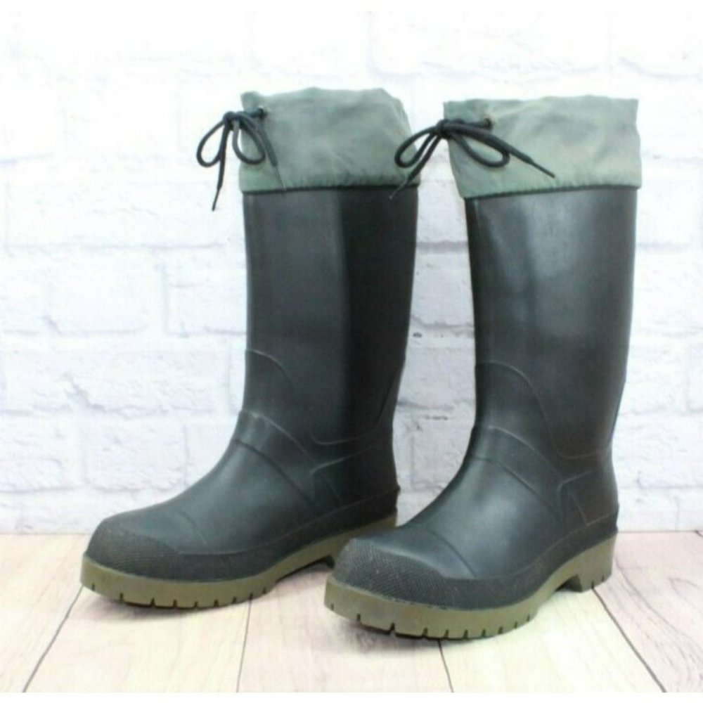 LL Bean Black Rubber Mid Calf Waterproof Insulated Winter Boots Size 6 - Picture 2 of 11